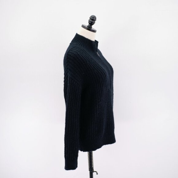 Gap Medium Black Cable Knit 1/2 Zip Sweater Cotton Polyester Acrylic Long Sleeve - Picture 6 of 9